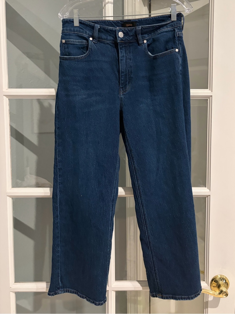 Quince Comfort Stretch High Rise Cropped Wide Leg 26” Stormy Blue Size 30 - Picture 1 of 10